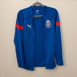 Puma Blue Bomber Jacket with Red Accents